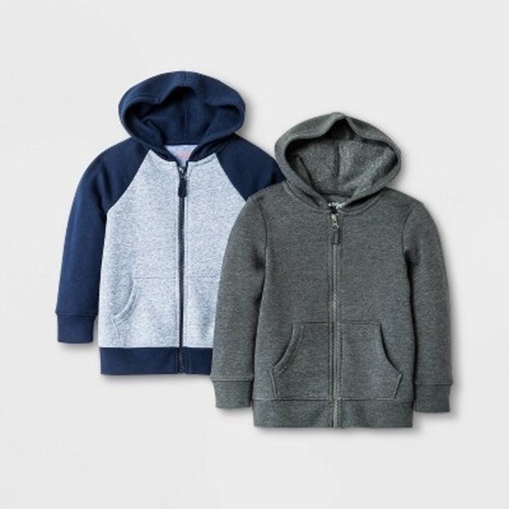 Toddler Boys' 2pk Zip-Up Hoodie Set - Cat & Jack™ Navy/Gray